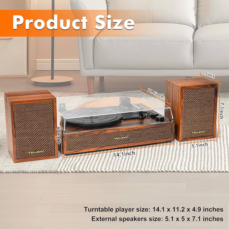 Amazon.com: Vinyl Record Player with External Speakers, 3